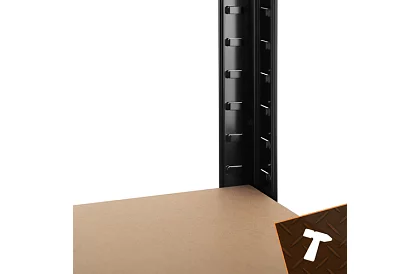 Raktározási fekete fém polc, 4 polc - 150x75x30 cm