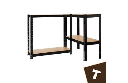 Raktározási fekete fém polc, 4 polc - 150x75x30 cm