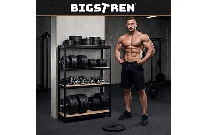 Raktározási fekete fém polc, 4 polc - 150x75x30 cm