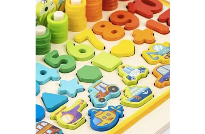 Fa fából készült rejtvény gyerekeknek – formák válogatója