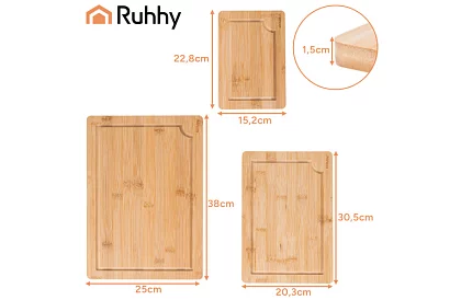 Bambusz vágódeszkák állvánnyal