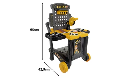 Gyermek műhely 3 az 1-ben, szerszámos kocsi - 59 darab