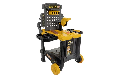 Gyermek műhely 3 az 1-ben, szerszámos kocsi - 59 darab