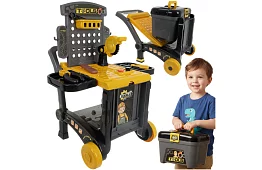 Gyermek műhely 3 az 1-ben, szerszámos kocsi - 59 darab