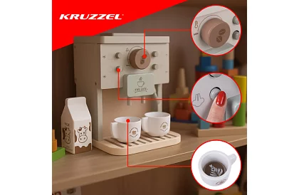 Fából kávéfőző tartozékokkal