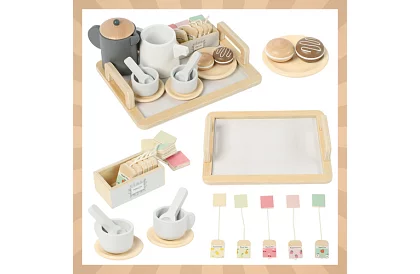 Fa kézműves teáskészlet - nagy teáskészlet