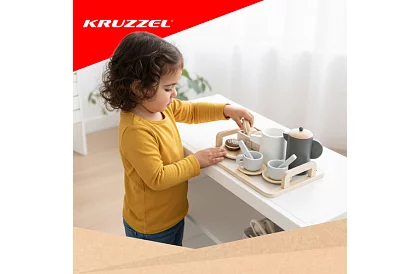 Fa kézműves teáskészlet - nagy teáskészlet