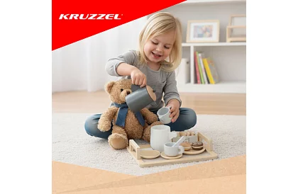 Fa kézműves teáskészlet - nagy teáskészlet