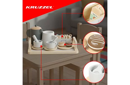 Fa kézműves teáskészlet - nagy teáskészlet