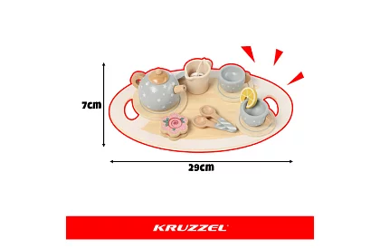 Fa fából készült teáskészlet – szürke