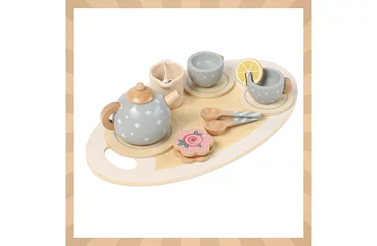 Fa fából készült teáskészlet – szürke