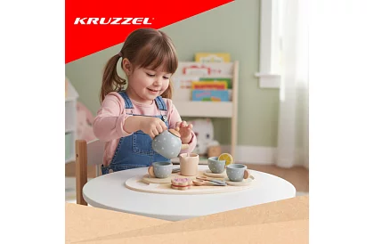 Fa fából készült teáskészlet – szürke