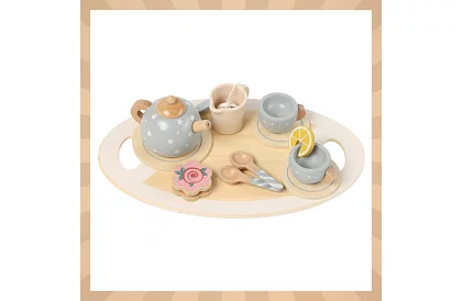 Fa fából készült teáskészlet – szürke