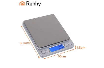 Pontosan 0,1g - 2000g LCD mérleg + 2 tálcával