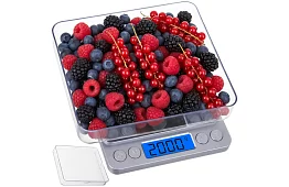 Pontosan 0,1g - 2000g LCD mérleg + 2 tálcával