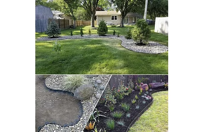 Láthatatlan szegély 4 cm x 10 m - Kerti szegély fekete + 20 cövek