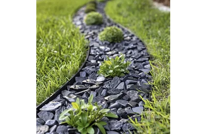 Láthatatlan szegély 4 cm x 10 m - Kerti szegély fekete + 20 cövek