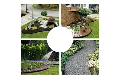 Láthatatlan szegély 6 cm x 10 m - Kerti szegély fekete + 20 cövek