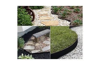 Láthatatlan szegély 6 cm x 10 m - Kerti szegély fekete + 20 cövek