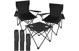 Kemping készlet, fekete - horgász asztal + két szék