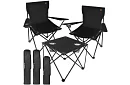 Kemping készlet, fekete - horgász asztal + két szék