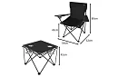 Kemping készlet, fekete - horgász asztal + két szék