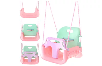 Gyermek színes hinta 3 az 1-ben - 30 kg-ig - rózsaszín-zöld