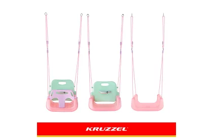 Gyermek színes hinta 3 az 1-ben - 30 kg-ig - rózsaszín-zöld