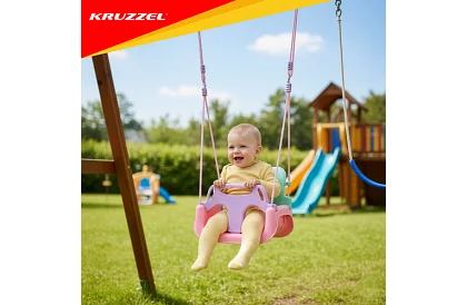 Gyermek színes hinta 3 az 1-ben - 30 kg-ig - rózsaszín-zöld