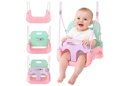 Gyermek színes hinta 3 az 1-ben - 30 kg-ig - rózsaszín-zöld