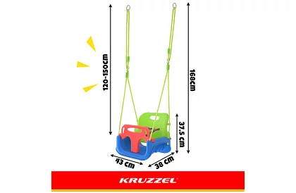 Gyermek színes hinta 3 az 1-ben - 30 kg-ig - zöldkék