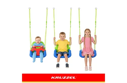 Gyermek színes hinta 3 az 1-ben - 30 kg-ig - zöldkék