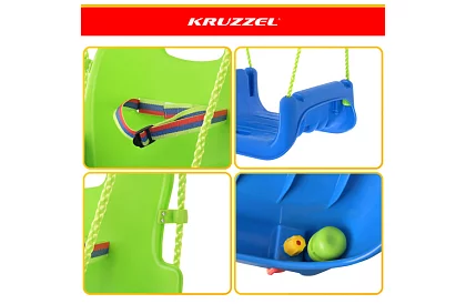 Gyermek színes hinta 3 az 1-ben - 30 kg-ig - zöldkék