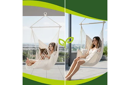 Kerti függőfotel BOHO 2 az 1-ben – bézs