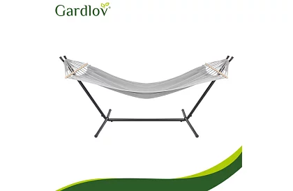 Kerti függőágy 200 × 150 cm + vas állvány 250 kg-ig