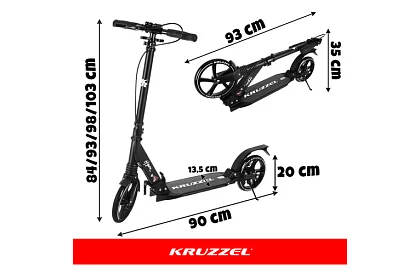 Összecsukható roller Black Hyperion 200 mm-es kerekekkel