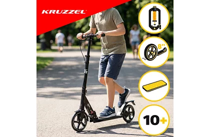Összecsukható roller Black Hyperion 200 mm-es kerekekkel