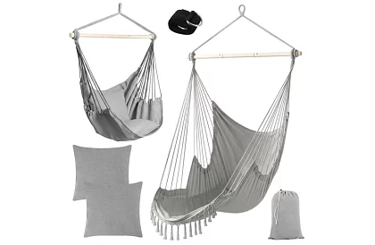Kerti függőfotel BOHO 2 az 1-ben - szürke