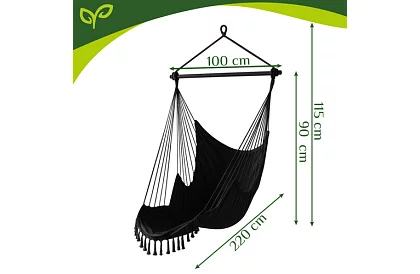 Kerti függőfotel BOHO 2 az 1-ben - fekete