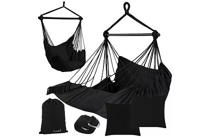 Kerti függőfotel BOHO 2 az 1-ben - fekete