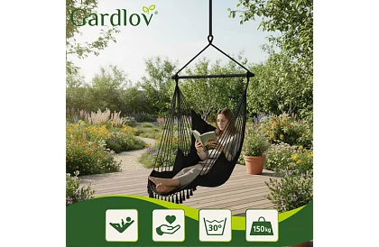 Kerti függőfotel BOHO 2 az 1-ben - fekete