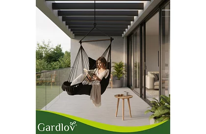 Kerti függőfotel BOHO 2 az 1-ben - fekete