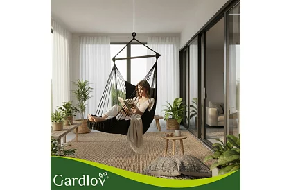 Kerti függőfotel BOHO 2 az 1-ben - fekete