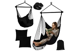Kerti függőfotel BOHO 2 az 1-ben - fekete
