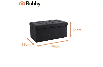 Samet hajtogatható tároló puff 76 × 38 × 38 cm – szürke