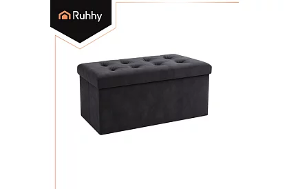 Samet hajtogatható tároló puff 76 × 38 × 38 cm – szürke