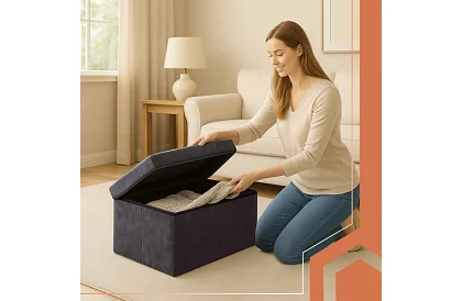 Samet hajtogatható tároló puff 76 × 38 × 38 cm – szürke