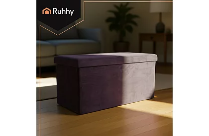 Samet hajtogatható tároló puff 76 × 38 × 38 cm – szürke