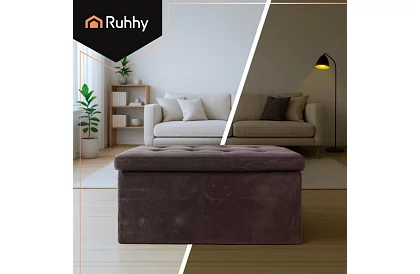 Samet hajtogatható tároló puff 76 × 38 × 38 cm – szürke