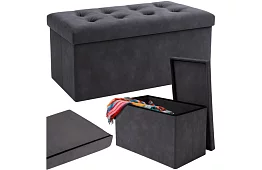 Samet hajtogatható tároló puff 76 × 38 × 38 cm – szürke